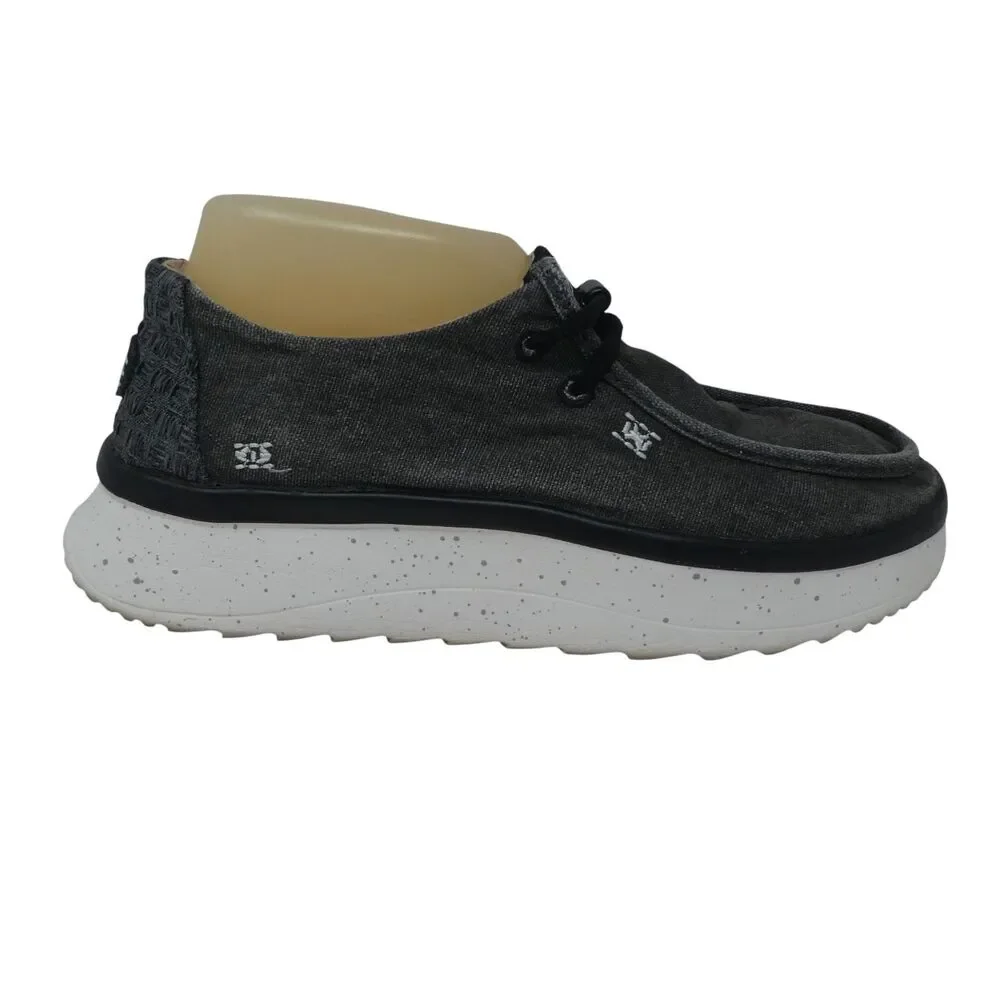 Hey Dude Wendy Peak Chambray Black Canvas Slip On Loafers